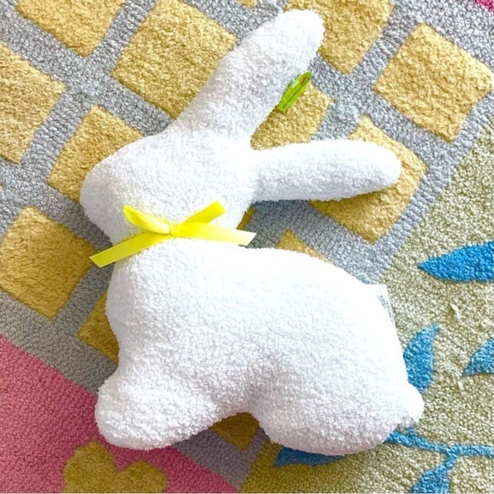Plush White Bunny Pillow with Yellow Ribbon!
